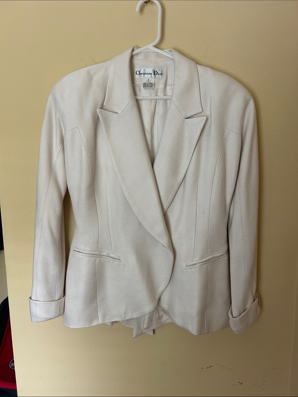 Vintage Christian Dior 100% Silk Cream Blazer 80s 90s